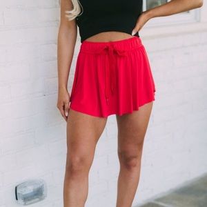 Red drawstring active skirt